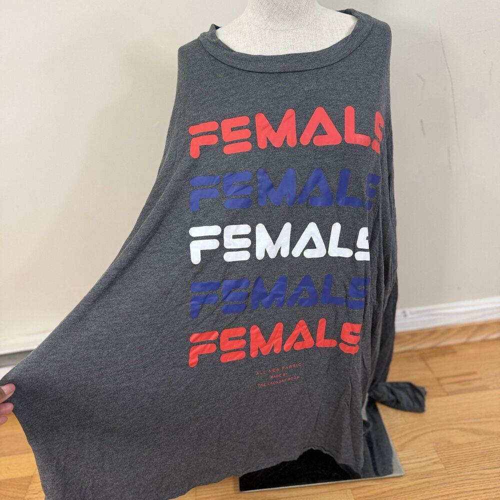 The Laundry Room FEMALE Graphic Long Sleeve Oversized Top Gray XL Lounge Cozy